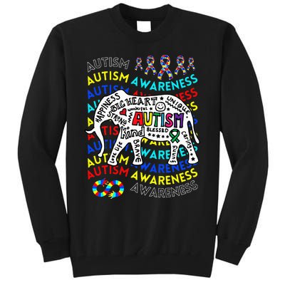 Autism Moms and Dads Elephant Autism Teacher Tall Sweatshirt