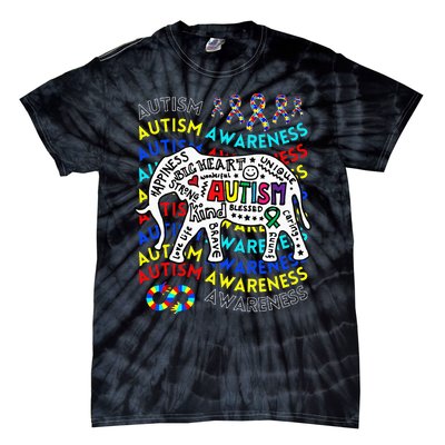 Autism Moms and Dads Elephant Autism Teacher Tie-Dye T-Shirt