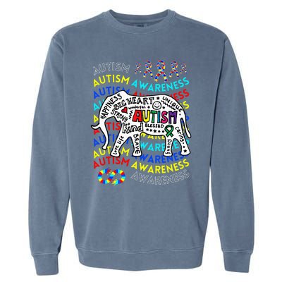 Autism Moms and Dads Elephant Autism Teacher Garment-Dyed Sweatshirt