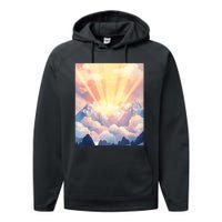 Artistic Mountain And Sunlight Nature Performance Fleece Hoodie