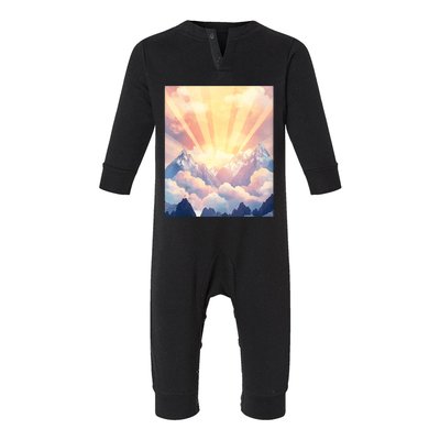 Artistic Mountain And Sunlight Nature Infant Fleece One Piece