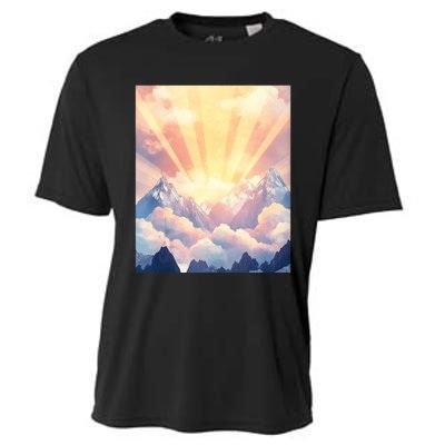 Artistic Mountain And Sunlight Nature Cooling Performance Crew T-Shirt