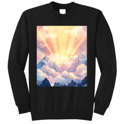 Artistic Mountain And Sunlight Nature Sweatshirt