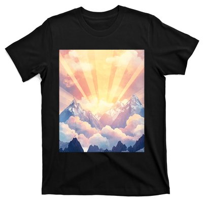 Artistic Mountain And Sunlight Nature T-Shirt