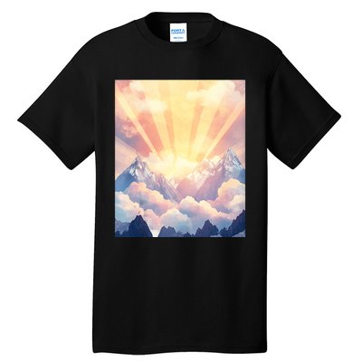 Artistic Mountain And Sunlight Nature Tall T-Shirt