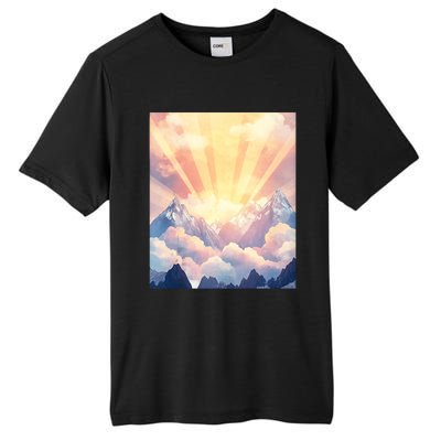 Artistic Mountain And Sunlight Nature Tall Fusion ChromaSoft Performance T-Shirt