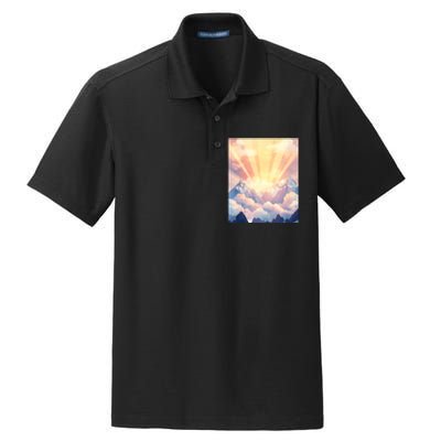 Artistic Mountain And Sunlight Nature Dry Zone Grid Polo