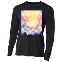 Artistic Mountain And Sunlight Nature Cooling Performance Long Sleeve Crew