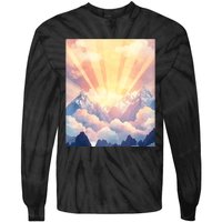 Artistic Mountain And Sunlight Nature Tie-Dye Long Sleeve Shirt