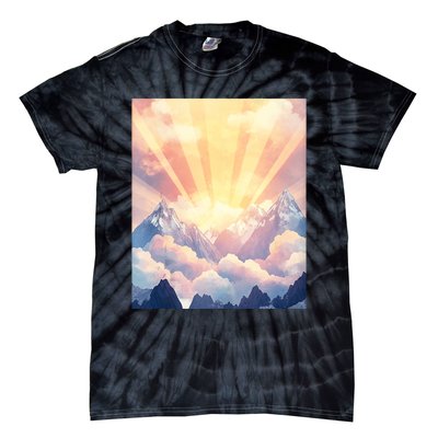 Artistic Mountain And Sunlight Nature Tie-Dye T-Shirt