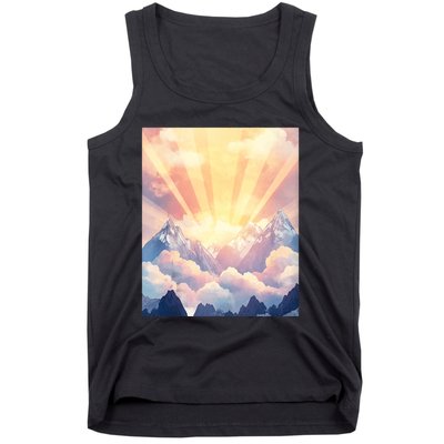 Artistic Mountain And Sunlight Nature Tank Top