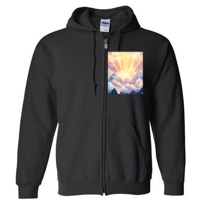 Artistic Mountain And Sunlight Nature Full Zip Hoodie