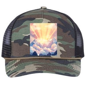 Artistic Mountain And Sunlight Nature Retro Rope Trucker Hat Cap