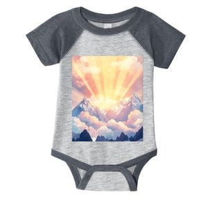 Artistic Mountain And Sunlight Nature Infant Baby Jersey Bodysuit