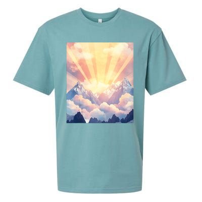 Artistic Mountain And Sunlight Nature Sueded Cloud Jersey T-Shirt