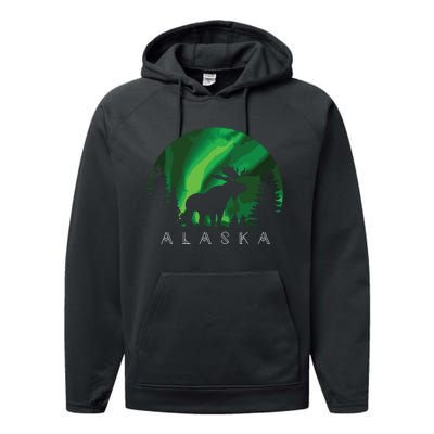 Alaska Moose Alaskan Landscape Scene Performance Fleece Hoodie