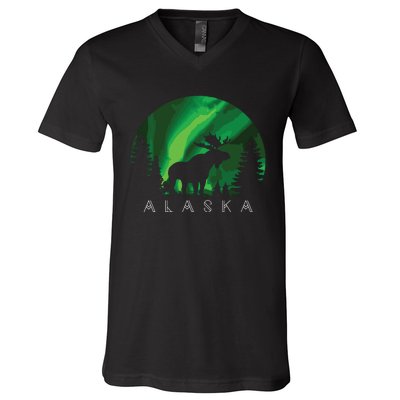 Alaska Moose Alaskan Landscape Scene V-Neck T-Shirt