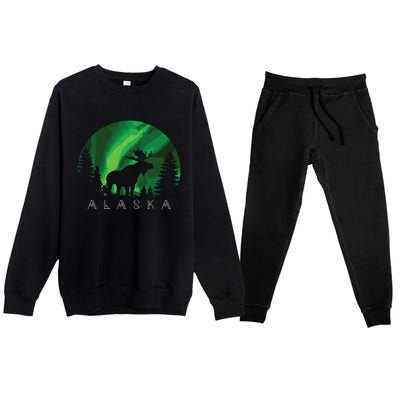 Alaska Moose Alaskan Landscape Scene Premium Crewneck Sweatsuit Set