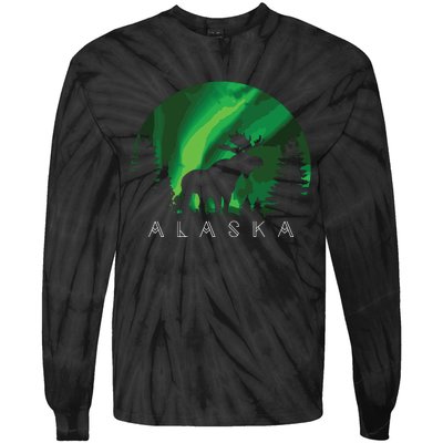 Alaska Moose Alaskan Landscape Scene Tie-Dye Long Sleeve Shirt