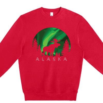 Alaska Moose Alaskan Landscape Scene Premium Crewneck Sweatshirt