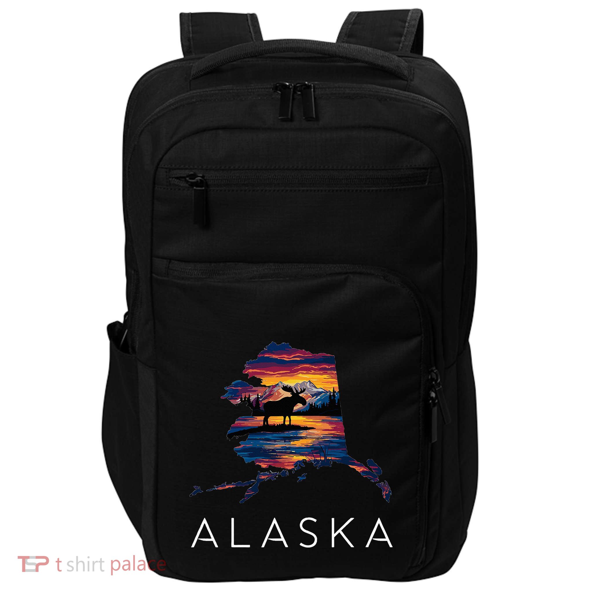 Alaskan Moose Animal Alaska Map Impact Tech Backpack