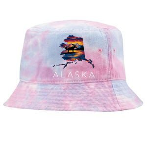 Alaskan Moose Animal Alaska Map Tie-Dyed Bucket Hat