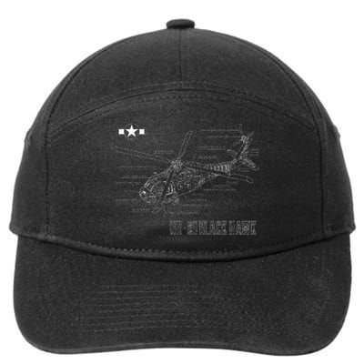 American Military Aircraft Uh 60 Black Hawk Helicopter 7-Panel Snapback Hat