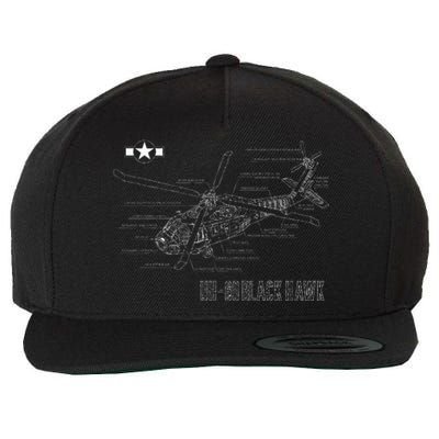 American Military Aircraft Uh 60 Black Hawk Helicopter Wool Snapback Cap