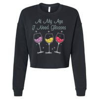 At My Age I Need Glasses  Cropped Pullover Crew