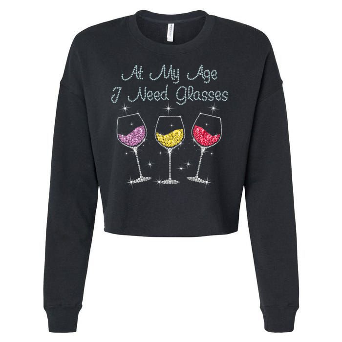 At My Age I Need Glasses  Cropped Pullover Crew
