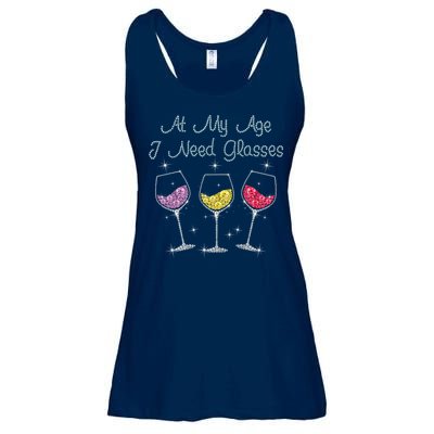 At My Age I Need Glasses  Ladies Essential Flowy Tank