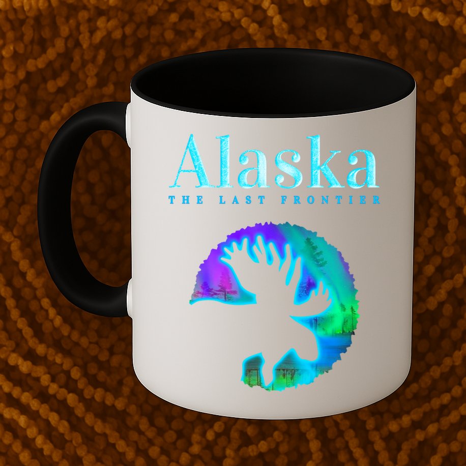 Alaska Moose Aurora Borealis The Last Frontier Funny Gift Mug