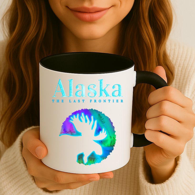 Alaska Moose Aurora Borealis The Last Frontier Funny Gift Mug