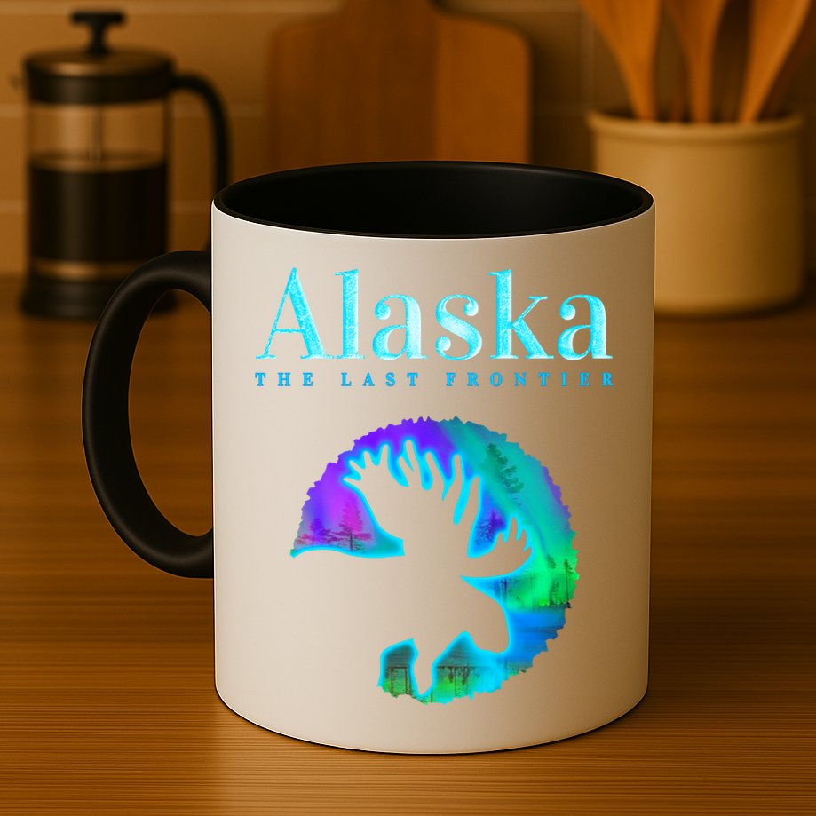 Alaska Moose Aurora Borealis The Last Frontier Funny Gift Mug