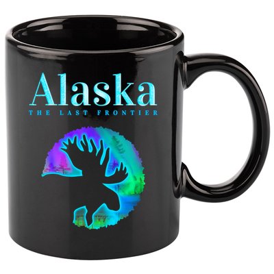 Alaska Moose Aurora Borealis The Last Frontier Funny Gift 11oz C Handle Ceramic Mug