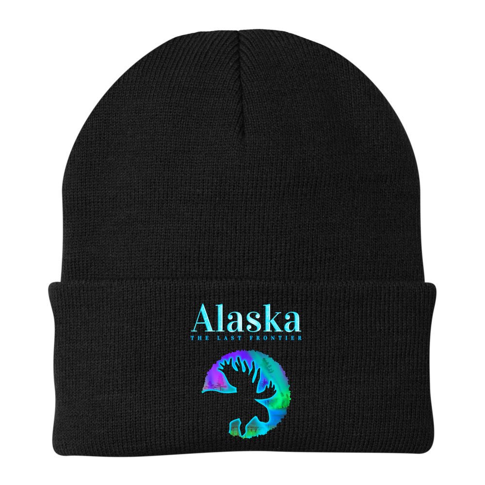 Alaska Moose Aurora Borealis The Last Frontier Funny Gift Beanie