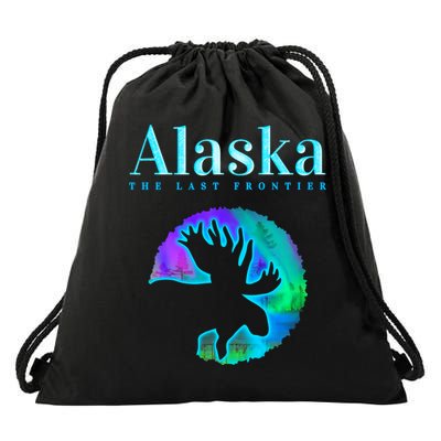 Alaska Moose Aurora Borealis The Last Frontier Funny Gift Drawstring Bag
