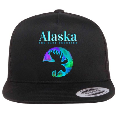 Alaska Moose Aurora Borealis The Last Frontier Funny Gift Flat Bill Trucker Hat