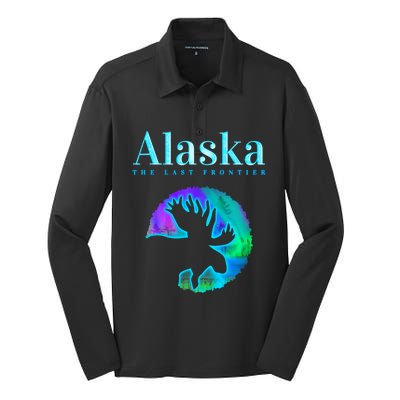 Alaska Moose Aurora Borealis The Last Frontier Funny Gift Silk Touch Performance Long Sleeve Polo