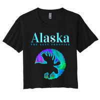 Alaska Moose Aurora Borealis The Last Frontier Funny Gift Women's Crop Top Tee
