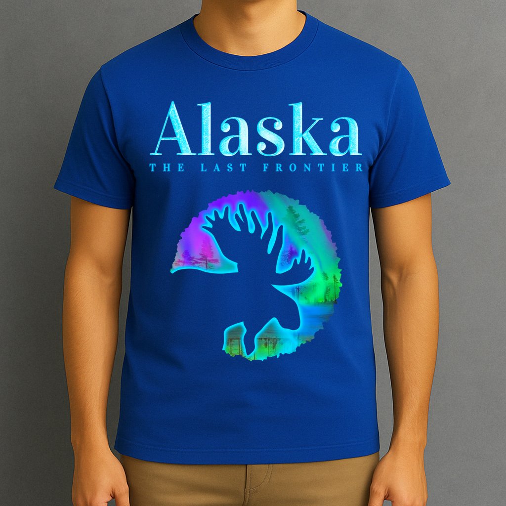 Alaska Moose Aurora Borealis The Last Frontier Funny Gift T-Shirt