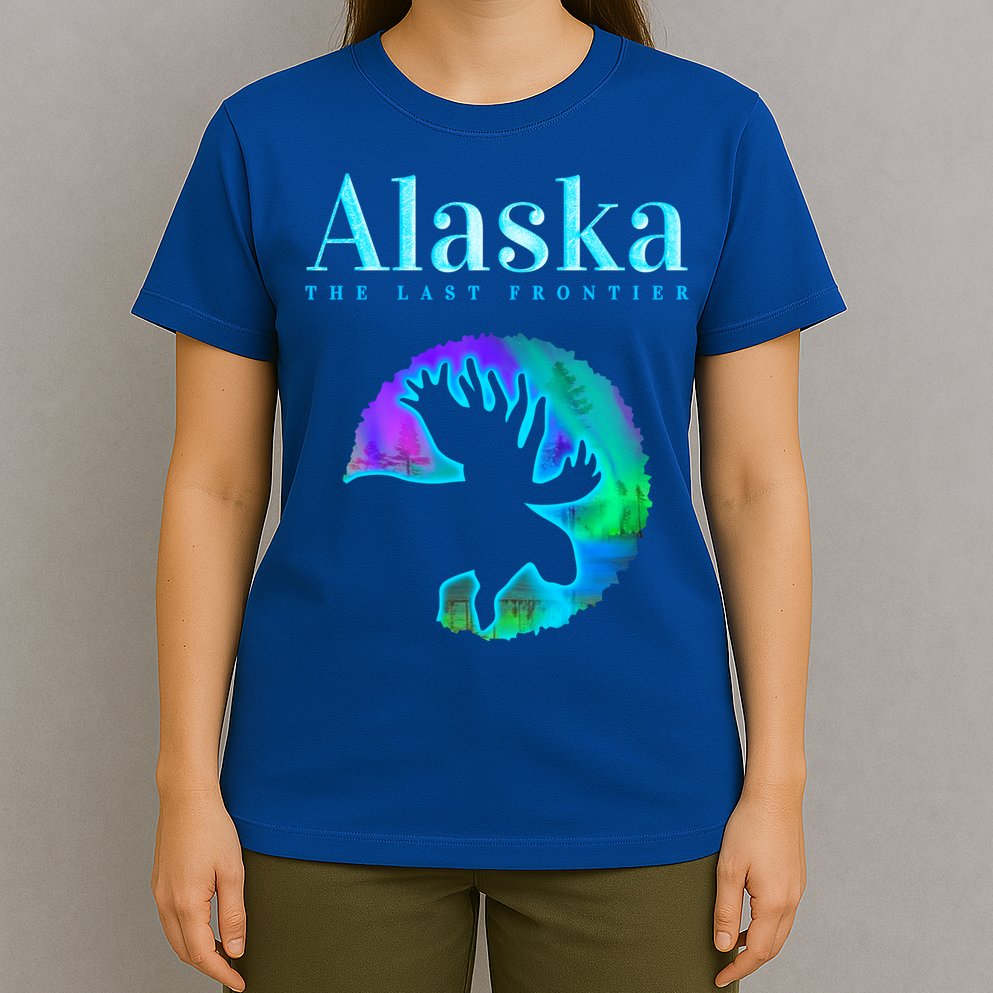 Alaska Moose Aurora Borealis The Last Frontier Funny Gift T-Shirt