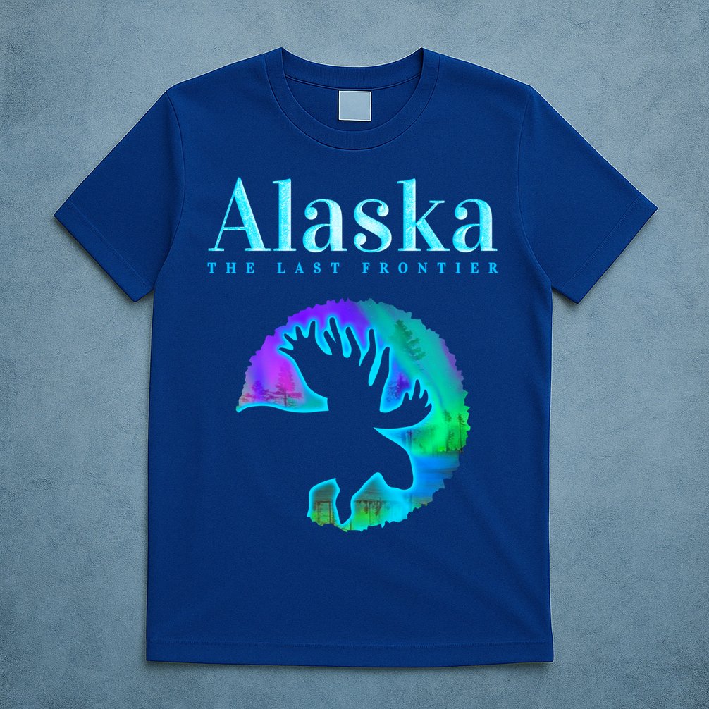 Alaska Moose Aurora Borealis The Last Frontier Funny Gift T-Shirt
