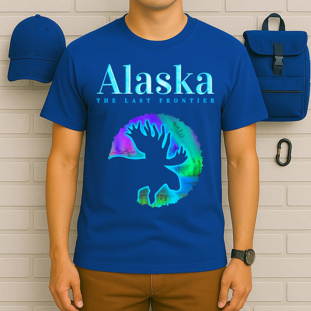 Alaska Moose Aurora Borealis The Last Frontier Funny Gift T-Shirt