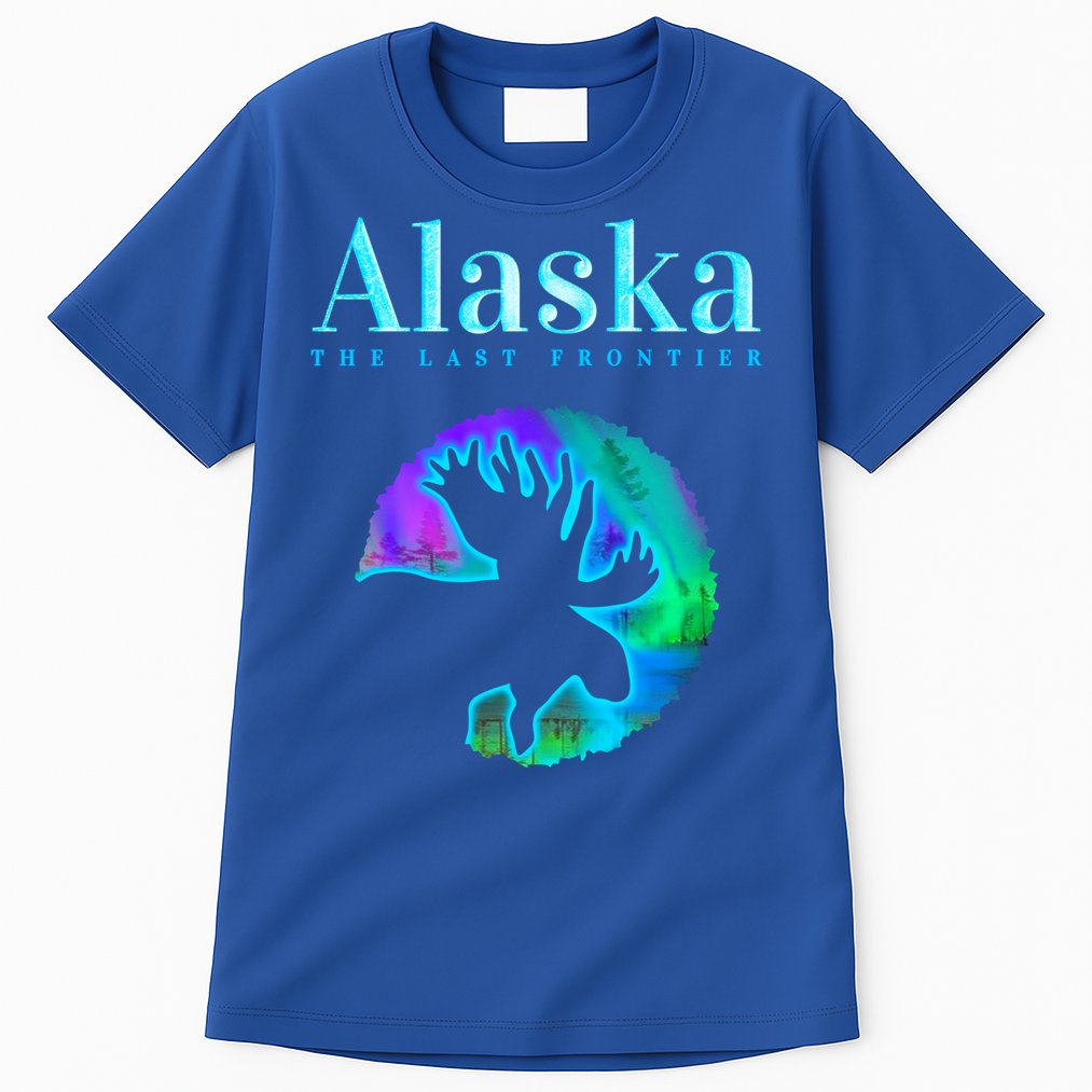 Alaska Moose Aurora Borealis The Last Frontier Funny Gift Tall T-Shirt