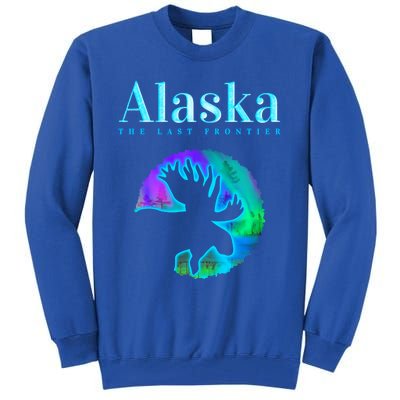 Alaska Moose Aurora Borealis The Last Frontier Funny Gift Tall Sweatshirt