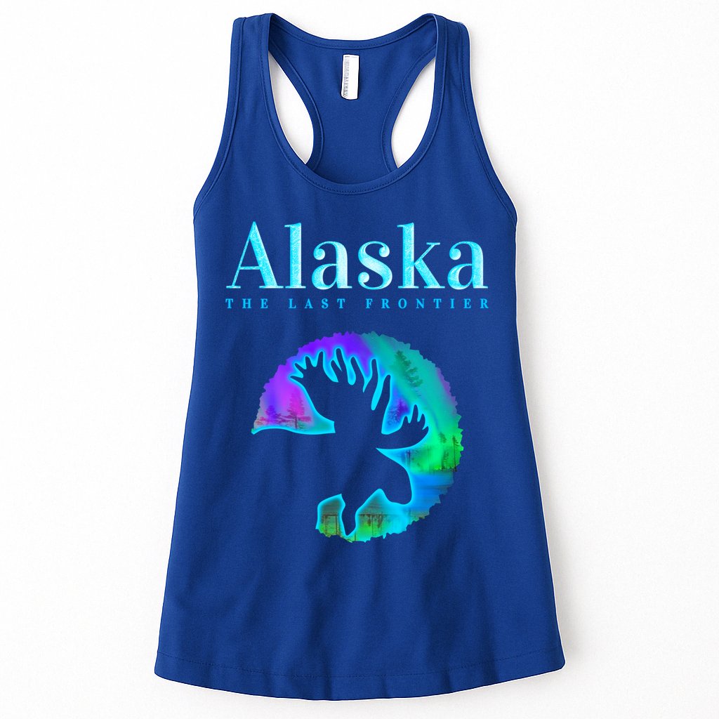 Alaska Moose Aurora Borealis The Last Frontier Funny Gift Womens Tank Top