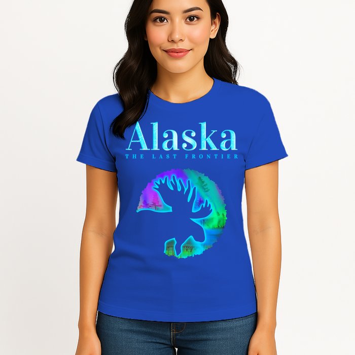 Alaska Moose Aurora Borealis The Last Frontier Funny Gift Womens T-Shirt