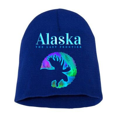 Alaska Moose Aurora Borealis The Last Frontier Funny Gift Short Acrylic Beanie