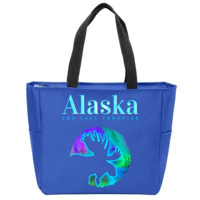 Alaska Moose Aurora Borealis The Last Frontier Funny Gift Zip Tote Bag